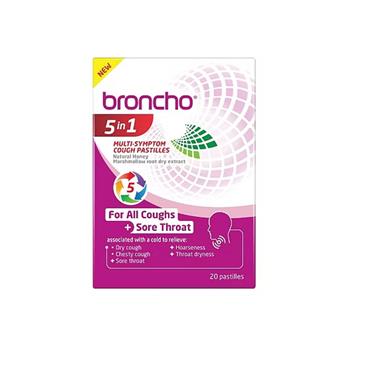 BRONCHO 5IN1 COUGH PASTILLES 20 NATURAL HONEY PASTILLES