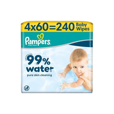 PAMPERS 99% WATER 4 X 60 WIPES