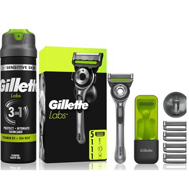 GILLETTE LABS RAZOR AND SHAVE GEL TRAVEL SET