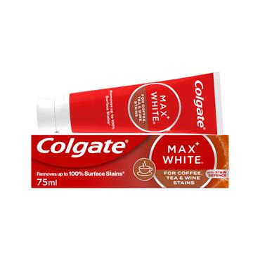 COLGATE MAX WHITE FOR COFFEE, TEA AND WINE STAINS TOOTHPASTE 75ML