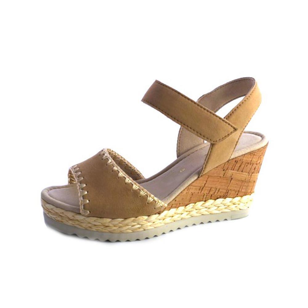 NO72A GABOR HIGH WEDGE SANDAL CARAMEL BEIGE Nevils