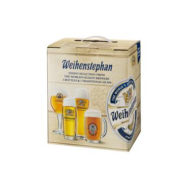 WEIHENSTEPHANER 5 BEER GIFT SET WITH GLASS