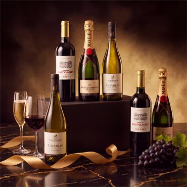 THE CRU PREMIUM 6 BOTTLE WINE GIFT BOX 2 RED 2 WHITE 2 CHAMPAGNE