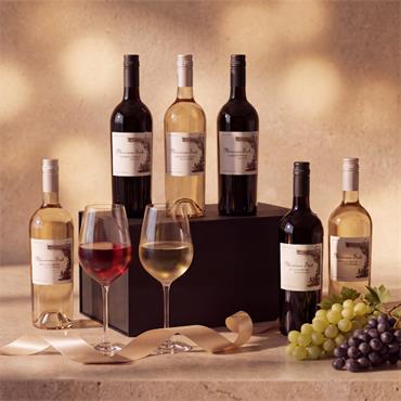 THE CRU 6 BOTTLE WINE GIFT BOX 3 RED 3 WHITE