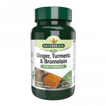NATURES AID GINGER TUMERIC 3IN1 60 TABLETS