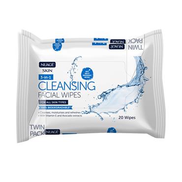 Nuage 3 In 1 Cleansing Facial Wipes 20 Pack