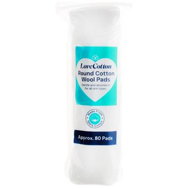 LOVE COTTON ROUND COTTON PADS 80PK