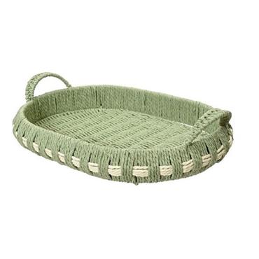 Sage Green Tray Paperrope Oval 44cm