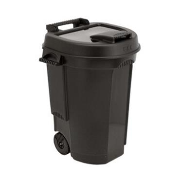 DUSTBIN WITH LID ON WHEELS 110LTR BLACK