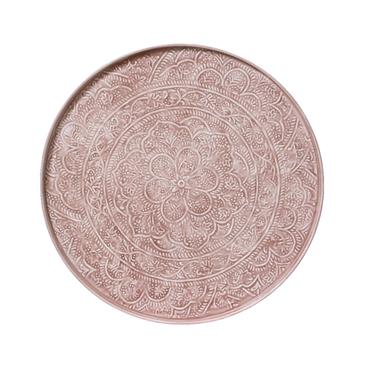 Vintage Pink Deco Plate Iron Enamel 60cm