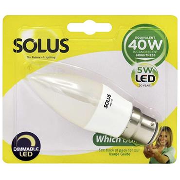 Solus 40W = 6W Bc Candle Led Dim
