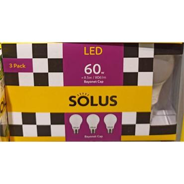 Solus 60W = 8.5W Bc Non-Dim Sm Led 3 Pack