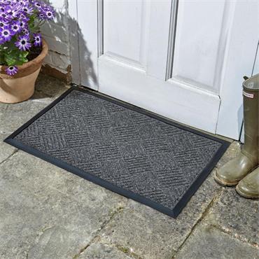 Smart Anthracite Chequered Doormat 75X45cm