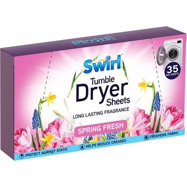 SWIRL TUMBLE DRYER SHEETS SPRING FRESH 35 PK