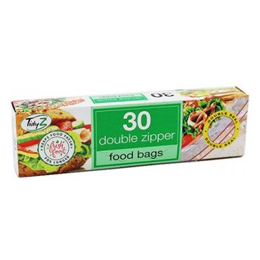 TIDYZ RESEALABLE FOOD BAGS DOUBLE ZIPPER 30'S