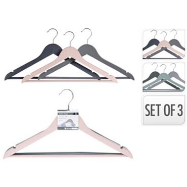 CLOTHES HANGERS SET WOOD 3PCS