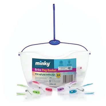 Minky Brite Peg Basket With 24 Soft Grip Pegs
