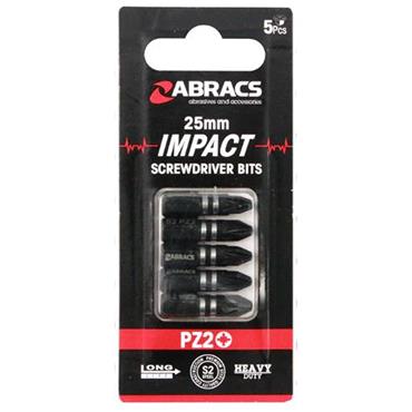 Abracs Impact Bit Pz2 25mm 5 Pack