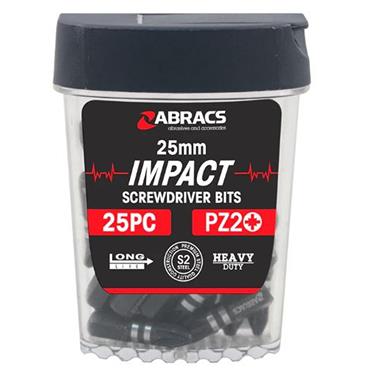 Abracs Impact Bit Pz2 25mm 25 Pack