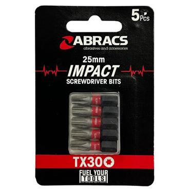 Abracs Impact Screwdriver Bits 25mm 5 Pack