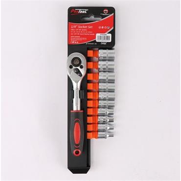 Protool Socket Set On Rail Â¼"