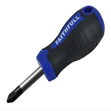 Faithfull Soft Grip Screwdriver Stubby 2Pce