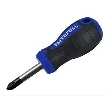 Faithfull Soft Grip Screwdriver Stubby 2Pce