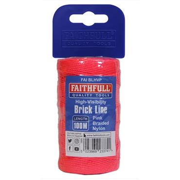 Faithfull Hi-Vis Nylon Brick Line Pink
