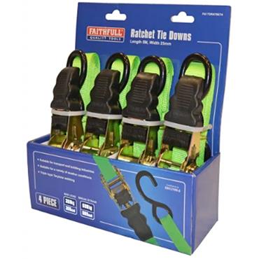 Faithfull Ratchet Tie Down Set 4 Piece