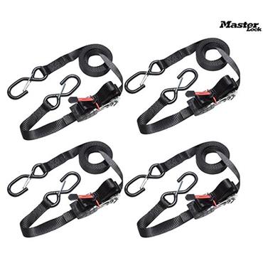 Masterlock Ratchet Tiedown & Hooks 4.25m 4Pk