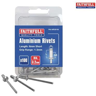 Faithfull Aluminium Rivets Short 3.2mm 100Pk
