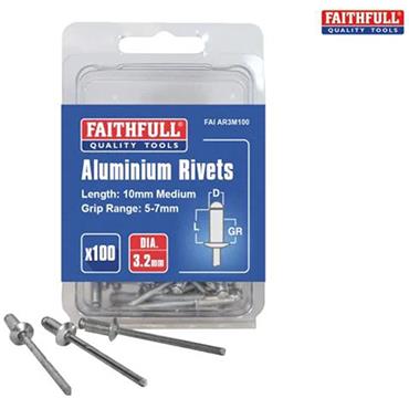 Faithfull Aluminium Rivets Med 3.2mm 100Pk