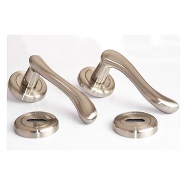 Lever On Rose Satin Chrome & Escutcheon Lock