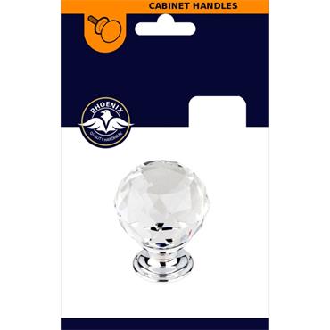 Crystal Knob with Chrome Base 35mm