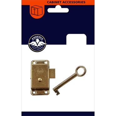 Phonix Cupboard Brass Lock & Key 60mm