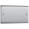 Luceco Double Blank Plate Brushed Steel