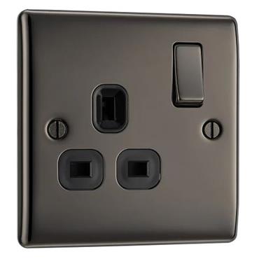 Luceco Single Switch Socket Metal Nickel