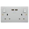 Luceco 2G Switch Socket 2Usb White 13A