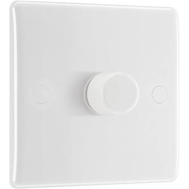 Luceco 1G 2W Push 400W Dimmer Switch White