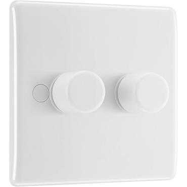 Luceco 2G 2W Push 400W Dimmer Switch White