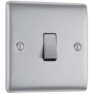 Luceco 1G 2 Way Switch Brushed Steel