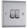 Luceco 2G 2 Way Switch Brushed Steel