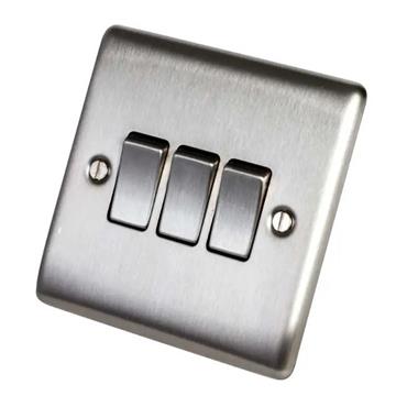 Luceco 3G 2 Way Switch Brushed Steel