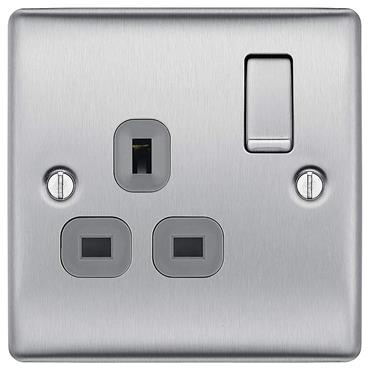 Lucceco 1G Double Pole Socket Brush Steel