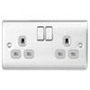 Luceco 2G Double Pole Socket Brushed Steel