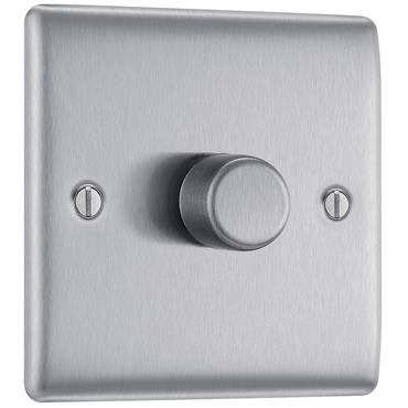 Luceco 400W 1G 2 Way Dimmer Brushed Steel