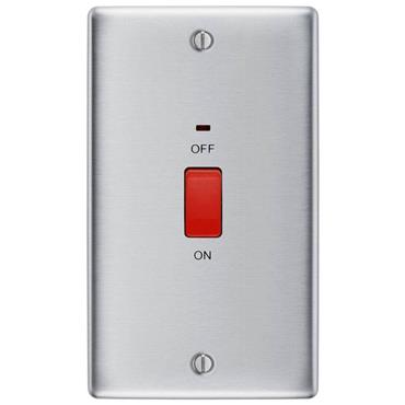 Luceco Double Pole Cooker 2G Brush Steel 45A