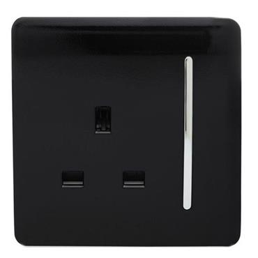 Trendi 1G Switched  Socket Black 13A