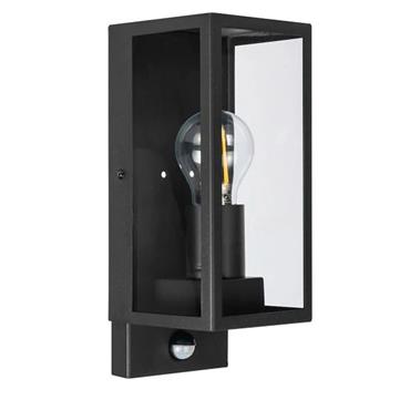 Luceco Ext Pir Glass Wall Lantern Black 60W