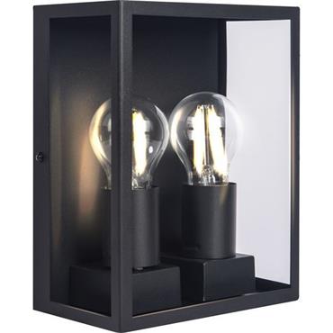 Luceco Ext Twin Glass Wall Lantern Black 80W